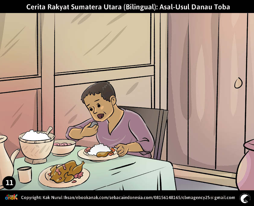 11. Toba Terpaksa Memakan Hidangan di Meja Makan