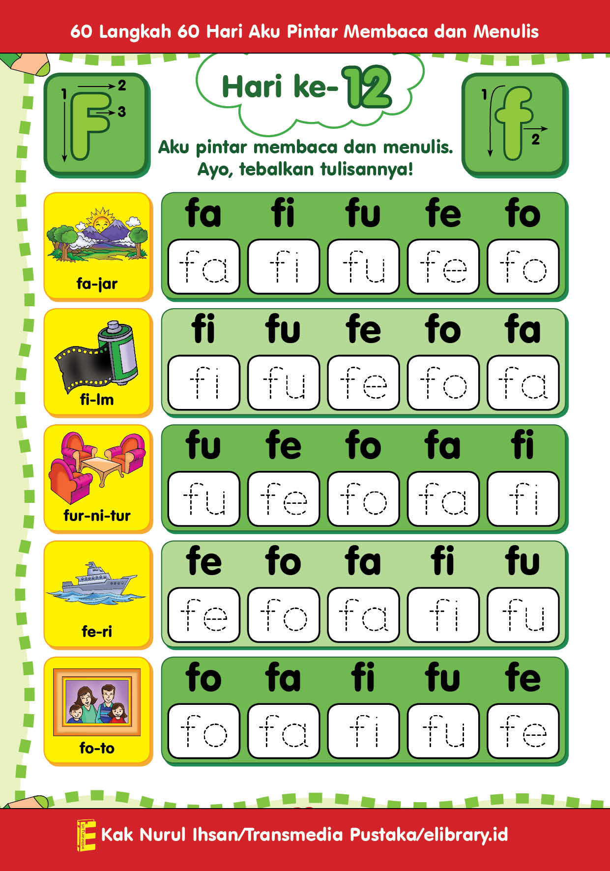 12. 60 langkah 60 hari aku pintar membaca dan menulis; Ff fa fi fu fe fo
