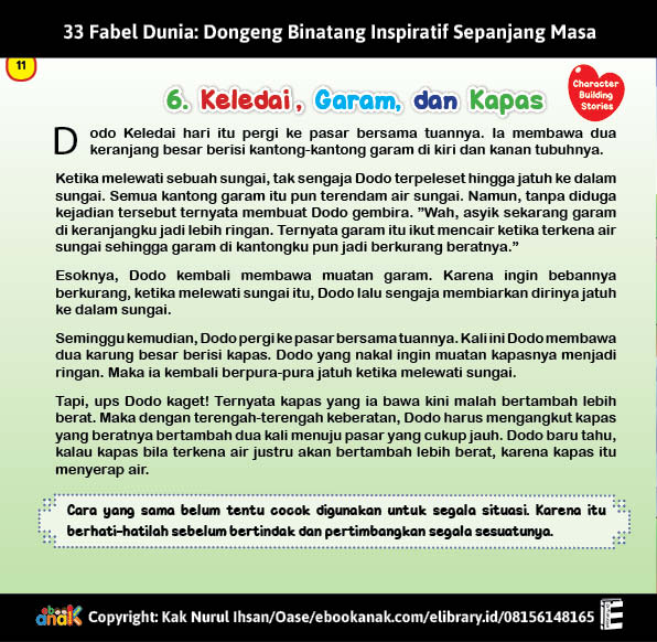 (20) 33 Fabel Dunia, Keledai, Garam, dan Kapas