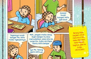 komik adab dan hadits tentang keutamaan belajar dan menuntut ilmu.