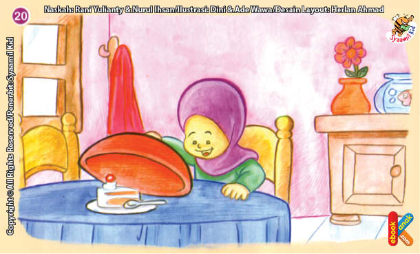 ilustrasi seri kebiasaan anak shalih selalu menutup makanan