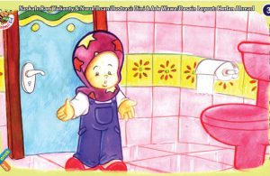 ilustrasi seri kebiasaan anak shalih setiap hari pergi ke kamar mandi
