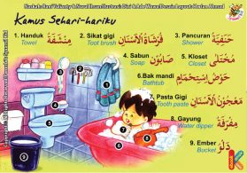 kamus sehari hari peralatan untuk mandi bahasa inggris, arab, dan indonesia