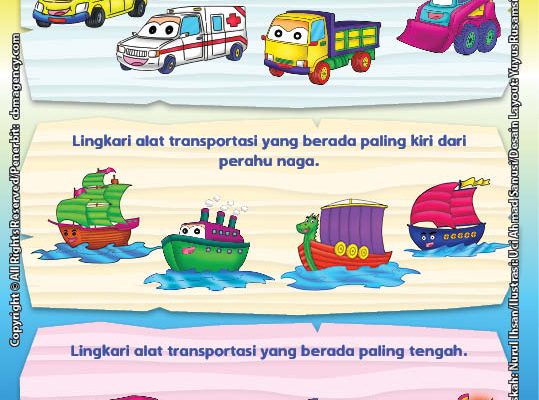 Super Membaca Menulis BerhitungTransportasi, Belajar Mengenal Posisi Kanan, Kiri, dan Tengah