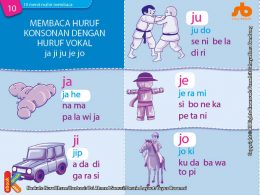 baca dan download gratis 10 menit mahir membaca, Membaca Huruf Konsonan dengan Huruf Vokal ja, ji, ju, je, jo