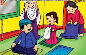ilustrasi-seri-belajar-islam-sejak-usia-dini-ayo-belajar-berwudhu-Alif-dan-Keluarganya-Selalu-Shalat-Subuh-Berjamaah