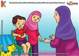 ilustrasi seri belajar islam sejak usia dini ayo berpuasa, Alif Makan dan Minum Secukupnya, Jangan Berlebih-lebihan