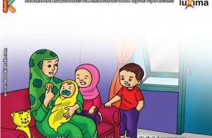 ilustrasi seri belajar islam sejak usia dini ayo berpuasa, Karena sedang Menyusui Bayinya, Tante Ani Boleh tidak berpuasa di Bulan Ramadhan