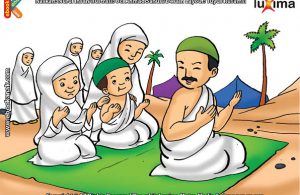 ilustrasi seri belajar islam sejak usia dini mengenal rukun islam, Jamaah Haji Melaksanakan Wukuf di Padang Arafah