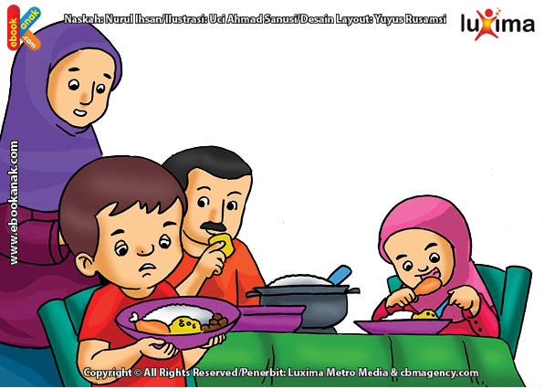 ilustrasi seri belajar islam sejak usia dini ayo belajar hadits, Kata Nabi, Jangan Pernah Mencela Makanan
