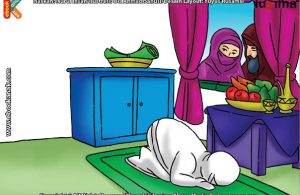 ilustrasi seri mengenal islam sejak usia dini mengenal nabi dan rasul, Malaikat Mengirimi Maryam Buah-buahan dari Surga