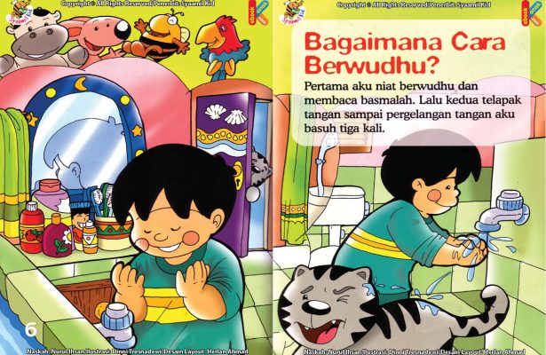 ebook seri fiqih anak asyiknya aku berwudhu, Bagaimana Urutan Pertama untuk Berwudhu