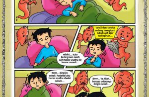 ebook seri komik adab anak muslim adab bersuci, alif digoda tancil agar malas wudhu
