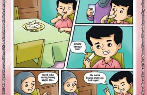 ebook seri komik adab anak muslim adab bersuci, alif kebanyakan makan ubi (1)