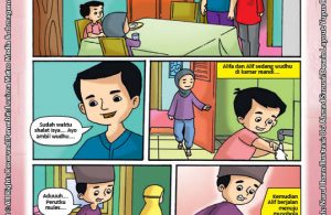ebook seri komik adab anak muslim adab bersuci, alif kebanyakan makan ubi