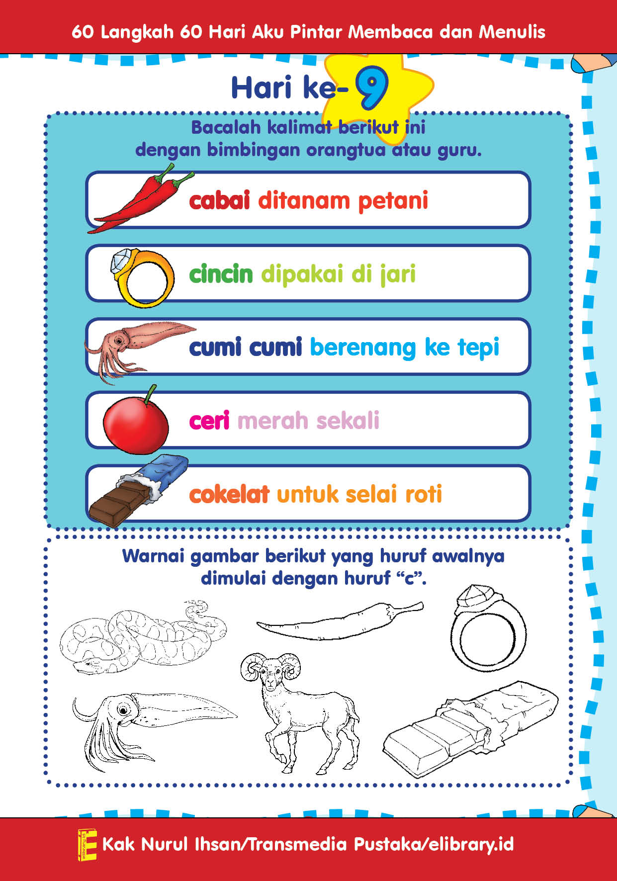 9. 60 langkah 60 hari aku pintar membaca dan menulis; ca ci cu ce co