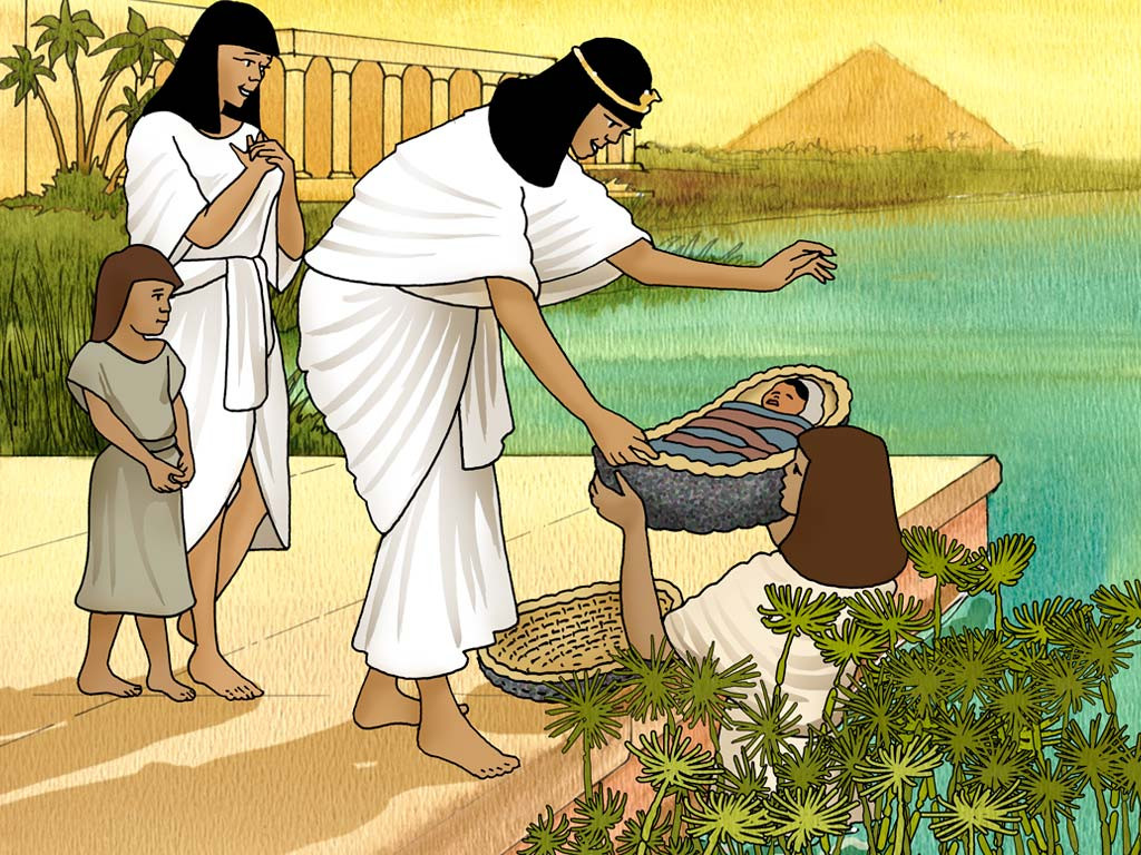 Asiyah Istri Firaun Mengambil Keranjang Bayi Musa dari Sungai Nil