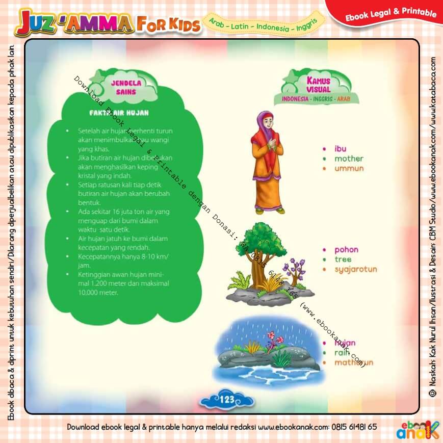 Download Ebook Legal dan Printable Juz Amma for Kids, Fakta Air Hujan