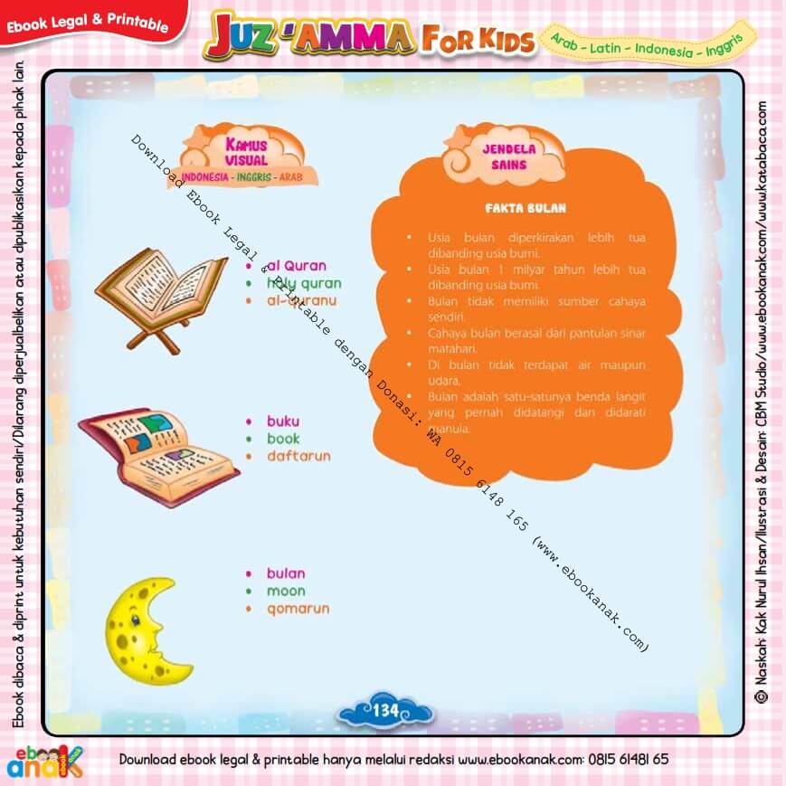 Download Ebook Legal dan Printable Juz Amma for Kids, Fakta Bulan