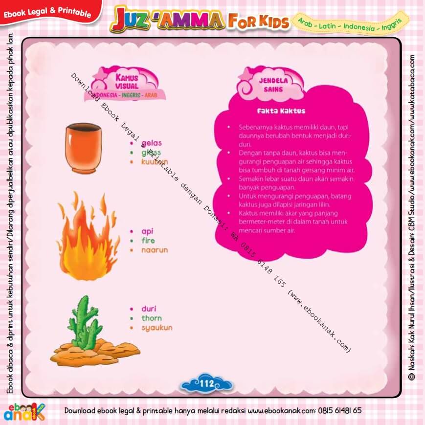 Download Ebook Legal dan Printable Juz Amma for Kids, Fakta Kaktus