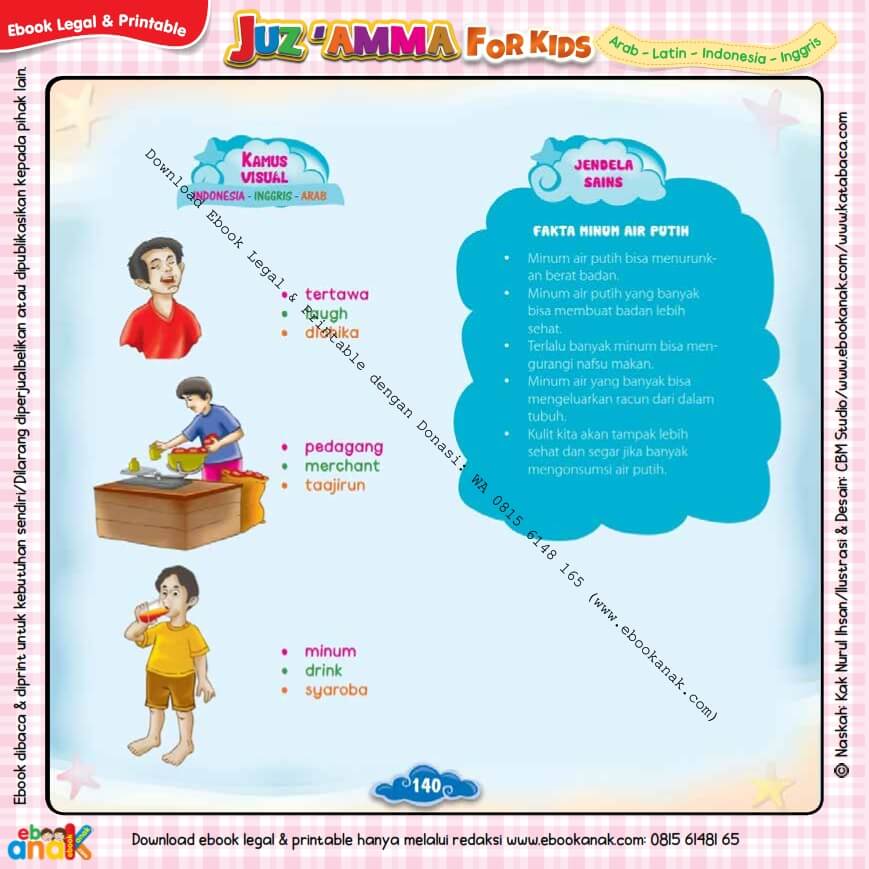 Download Ebook Legal dan Printable Juz Amma for Kids, Fakta Minum Air Putih