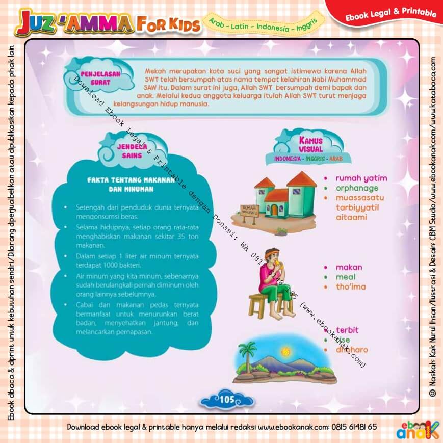 Download Ebook Legal dan Printable Juz Amma for Kids, Fakta Tentang Makanan dan Minuman