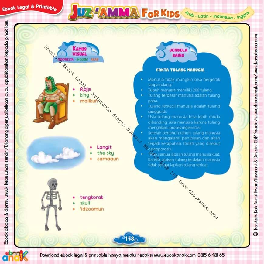 Download Ebook Legal dan Printable Juz Amma for Kids, Fakta Tulang Manusia