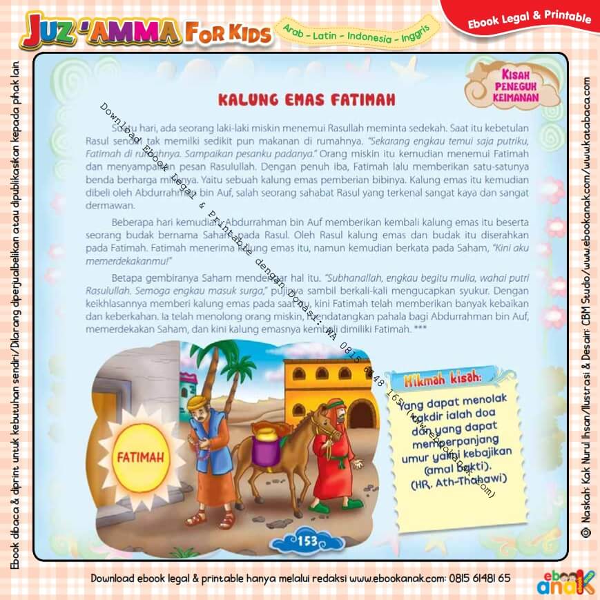 Download Ebook Legal dan Printable Juz Amma for Kids, Kalung Emas Fatimah