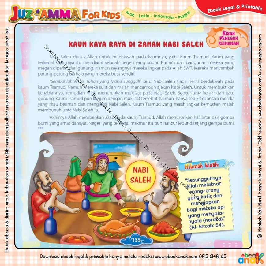 Download Ebook Legal dan Printable Juz Amma for Kids, Kaum Kaya Raya di Zaman Nabi Saleh