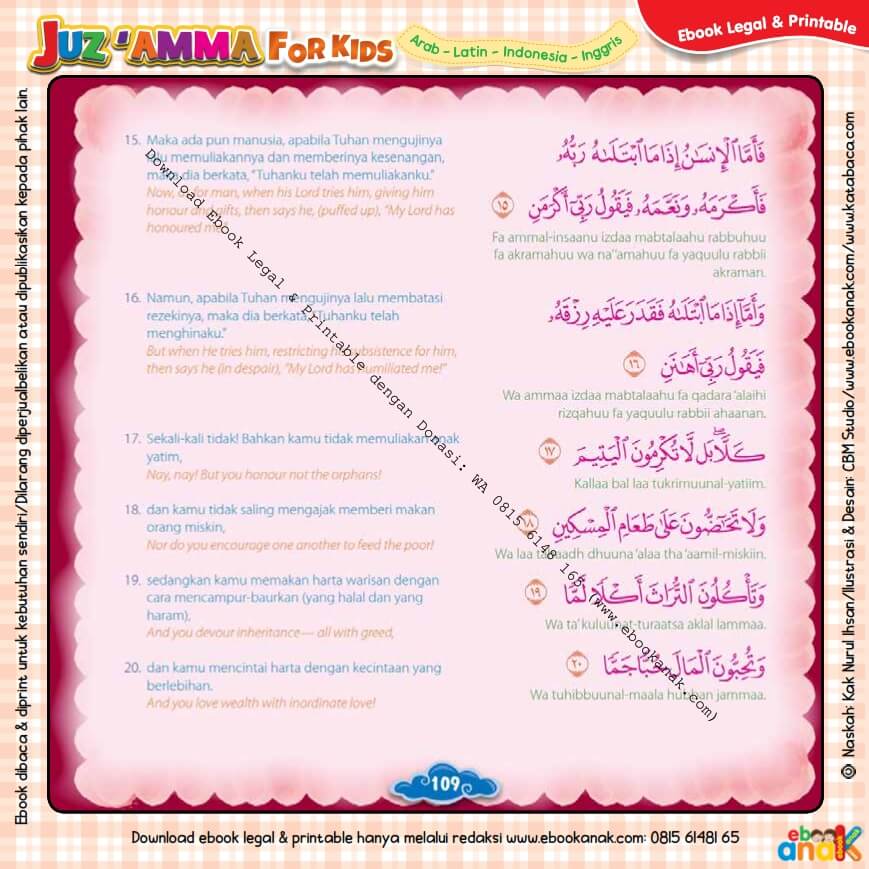 Download Ebook Legal dan Printable Juz Amma for Kids, Surat ke-89 Al-Fajr (3)