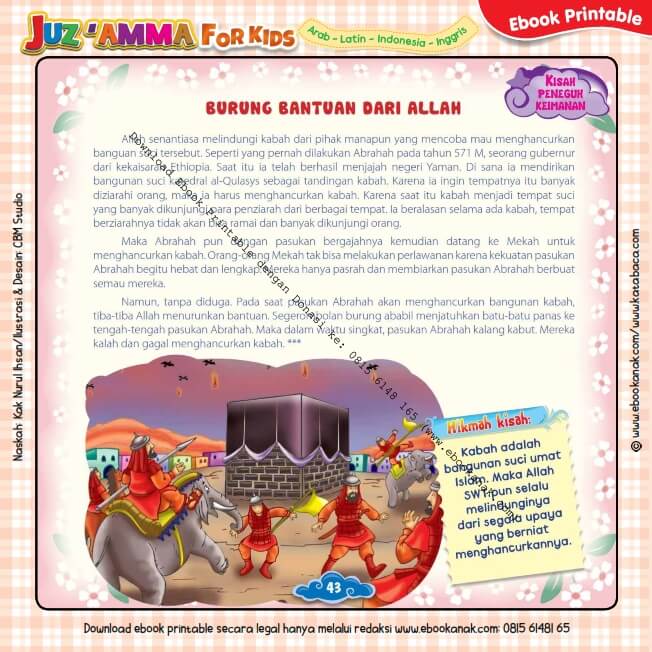 Download Ebook Printable Juz Amma for Kids, Burung Bantuan dari Allah