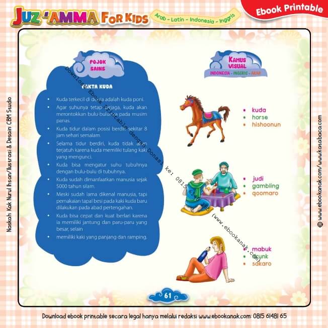 Download Ebook Printable Juz Amma for Kids, Fakta Kuda