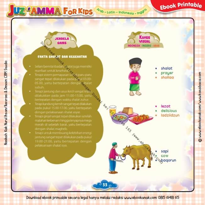Download Ebook Printable Juz Amma for Kids, Fakta Sholat dan Kesehatan