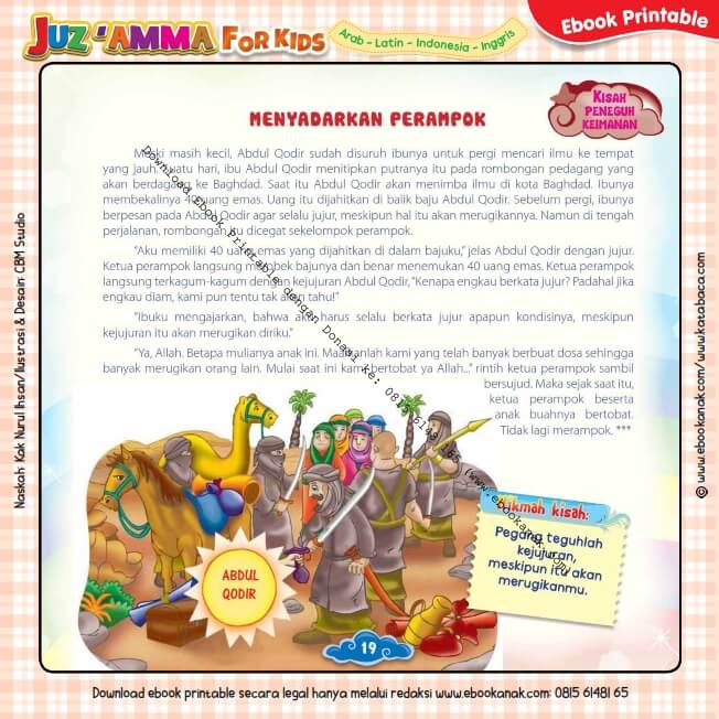 Download Ebook Printable Juz Amma for Kids, Menyadarkan Perampok