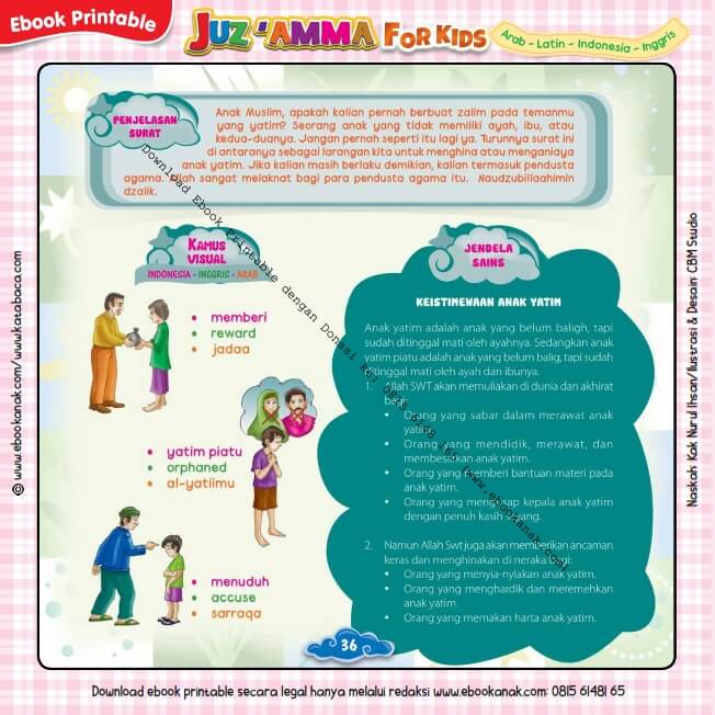Download Ebook Printable Juz Amma for Kids, Penjelasan Surat Al-Maa'un