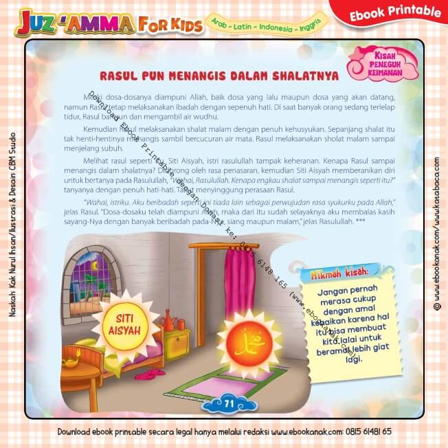 Download Ebook Printable Juz Amma for Kids, Rasul pun Menangis dalam Shalatnya