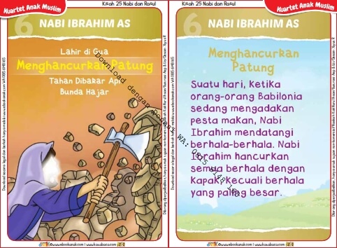 Download Kartu Kuartet Kisah 25 Nabi dan Rasul, Nabi Ibrahim Menghancurkan Patung (23)