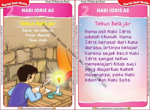 Download Kartu Kuartet Kisah 25 Nabi dan Rasul, Nabi Idris Tekun Belajar (6)