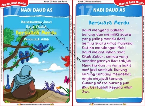 Download Kartu Kuartet Printable Kisah 25 Nabi dan Rasul, Nabi Daud Bersuara Merdu (68)