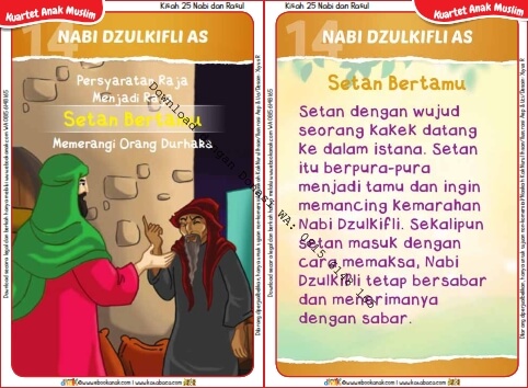 Download Kartu Kuartet Printable Kisah 25 Nabi dan Rasul, Nabi Dzulkifli dan Setan Bertamu (56)