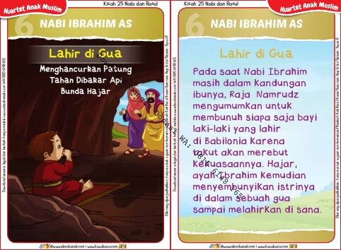 Download Kartu Kuartet Printable Kisah 25 Nabi dan Rasul, Nabi Ibrahim Lahir di Gua (22)