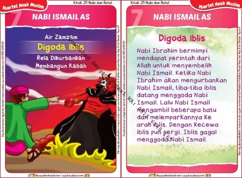 Download Kartu Kuartet Printable Kisah 25 Nabi dan Rasul, Nabi Ismail Digoda Iblis (27)