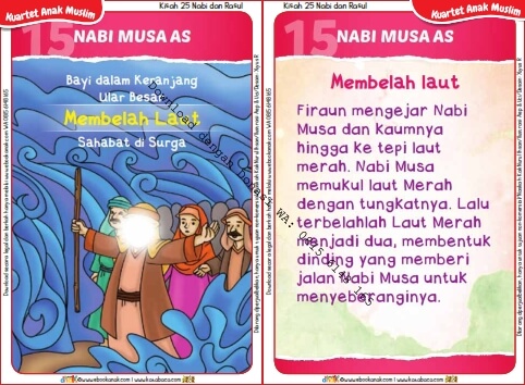 Download Kartu Kuartet Printable Kisah 25 Nabi dan Rasul, Nabi Musa Membelah Laut (60)