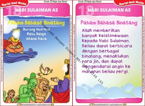 Download Kartu Kuartet Printable Kisah 25 Nabi dan Rasul, Nabi Sulaiman Pintar Bahasa Binatang (70)