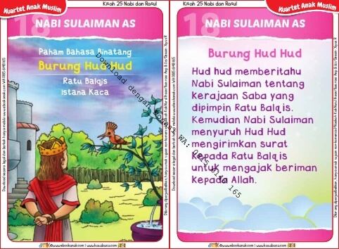 Download Kartu Kuartet Printable Kisah 25 Nabi dan Rasul, Nabi Sulaiman dan Burung Hud Hud (71)