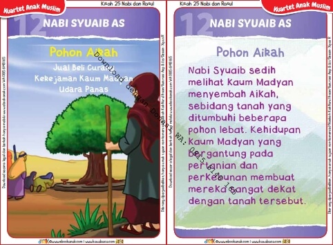 Download Kartu Kuartet Printable Kisah 25 Nabi dan Rasul, Nabi Syuaib dan Pohon Aikah (46)