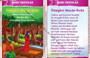 Download Kartu Kuartet Printable Kisah 25 Nabi dan Rasul, Nabi Yahya Disegani Hewan Buas (90)