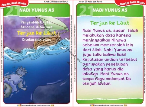 Download Kartu Kuartet Printable Kisah 25 Nabi dan Rasul, Nabi Yunus Terjun ke Laut (84)