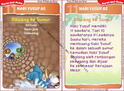 Download Kartu Kuartet Printable Kisah 25 Nabi dan Rasul, Nabi Yusuf Dibuang ke Sumur (42)