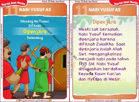 Download Kartu Kuartet Printable Kisah 25 Nabi dan Rasul, Nabi Yusuf Dipenjara (44)